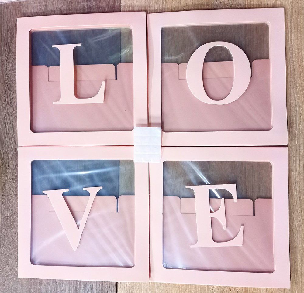 Коробки для кульок набір   4шт  "LOVE" 30 х 30 х 30см Рожевий Unison (10134 pink)