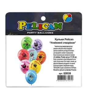 Кульки Pelican 12"(30сm) "Усміхнені створіння"  10шт Різнокольоровий Pelican (828538)