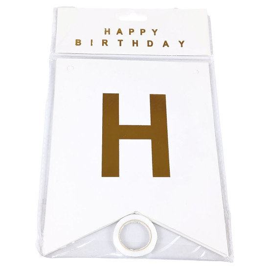 Гірлянда прапорці "Happy birthday"  16 х 20см Білий Unison (HB-1097 white)