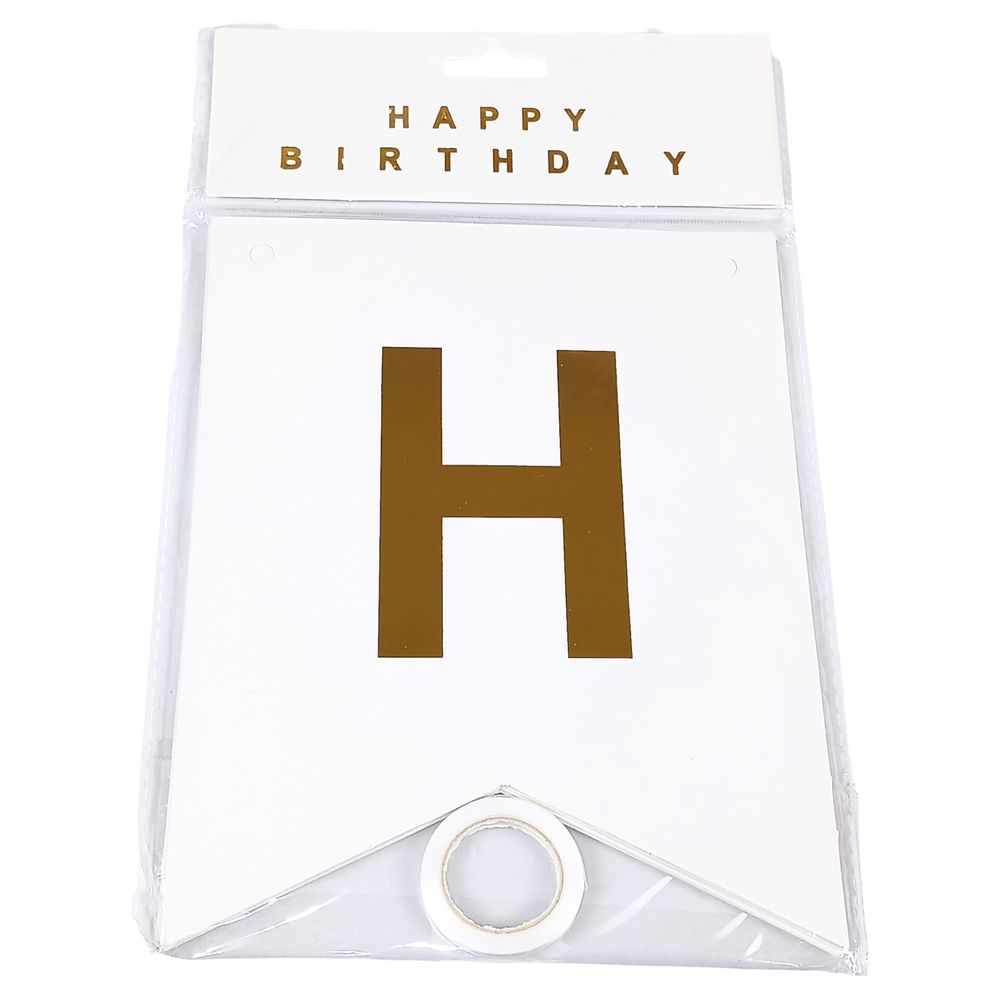 Гірлянда прапорці "Happy birthday"  16 х 20см Білий Unison (HB-1097 white)