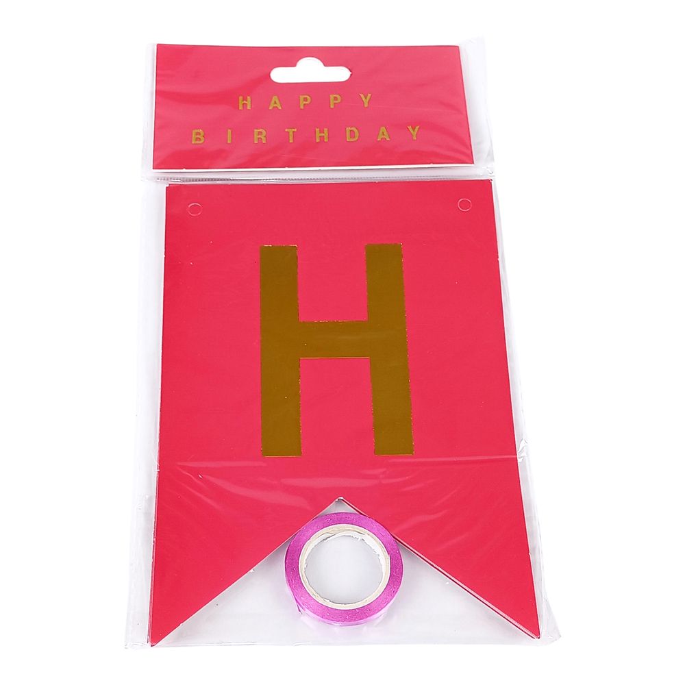 Гирлянда флажки "Happy birthday"  12 х 17см Unison (HB-1098 raspberry)