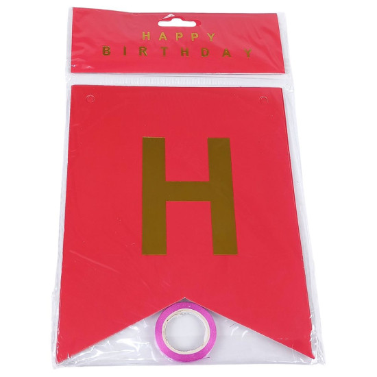 Гирлянда флажки "Happy birthday"  16 х 20см Красный Unison (HB-1097 red)