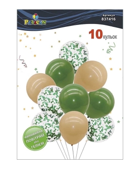 Набір з 10 латексних кульок "Зелений бум" вінтажний, Pelican (837416)