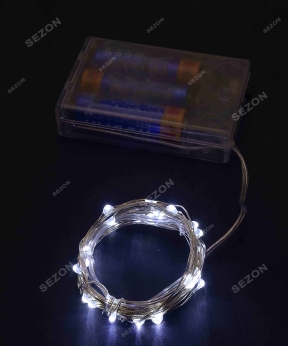 Роса 100 LED на батарейках + USB, 10м, білий (1978-03U)