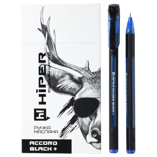 Ручка масляная Hiper Accord Black   HO-550B (HO-550B blue)