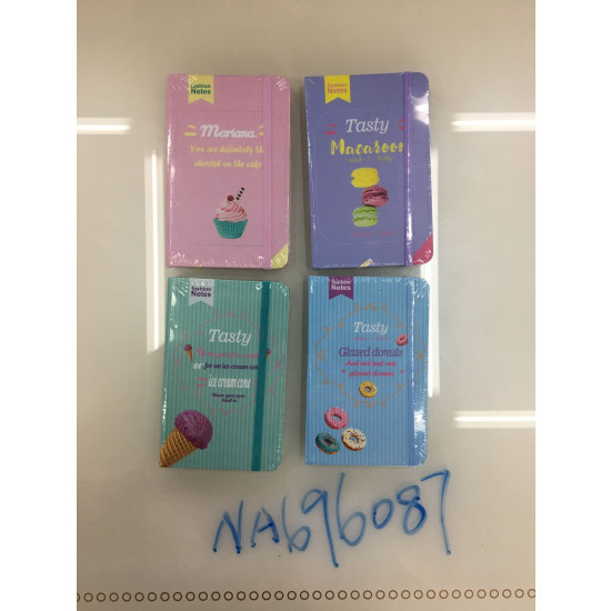 Блокнот NA696087, A6, 70g, гумова стрічка, 96 аркушів,  4 дизайни (NA696087)
