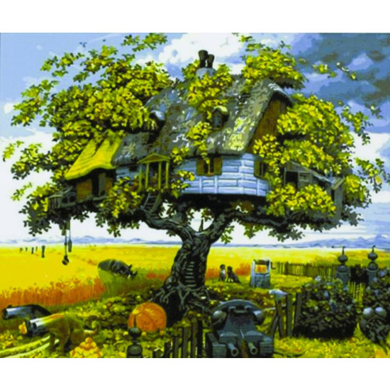 Картина по номерам "Изба на дереве" 40*50см,крас.-акрил,кисть-3шт. (9511_B)
