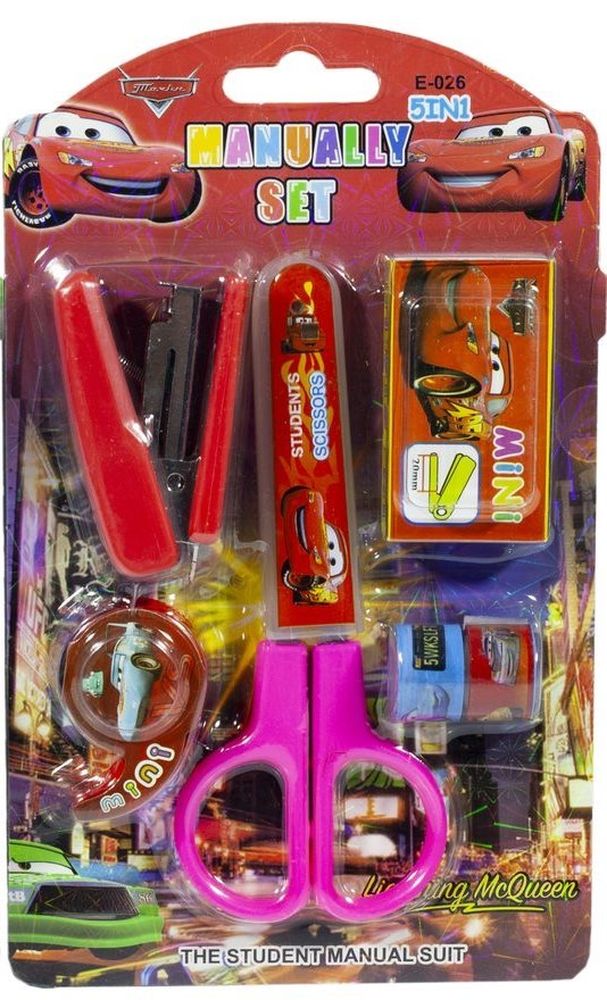 Набір степлер, скоби, ножиці, дісп.скотч  "Мультяшки для хлопчика" Unison (E-026-B)
