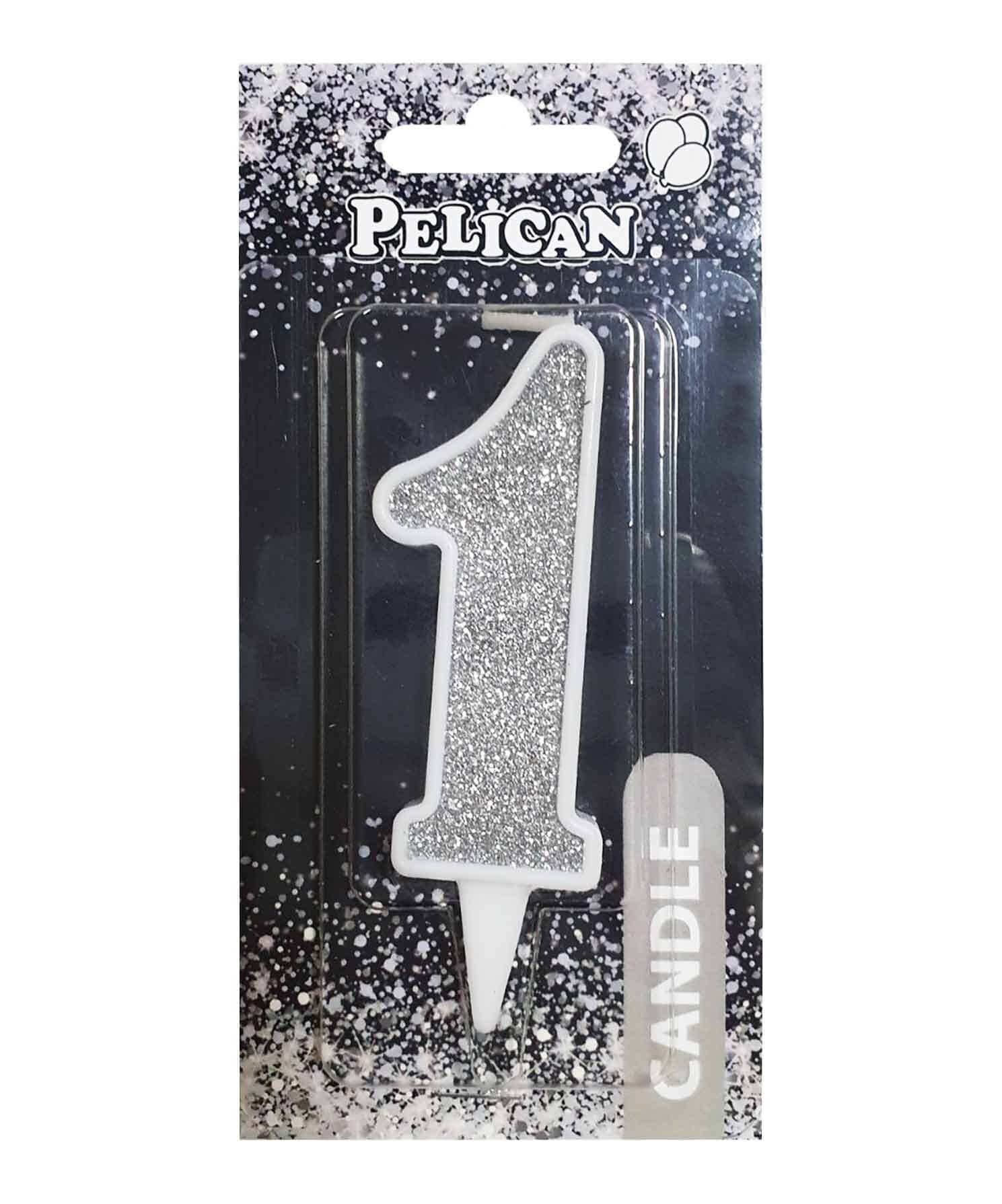 Свеча для торта Pelican "1" СЕРЕБРО 7см Серебряный Pelican (867021)