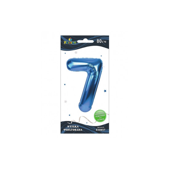 Цифра фольгировання "7" Синяя 80см Синий Pelican (830857)
