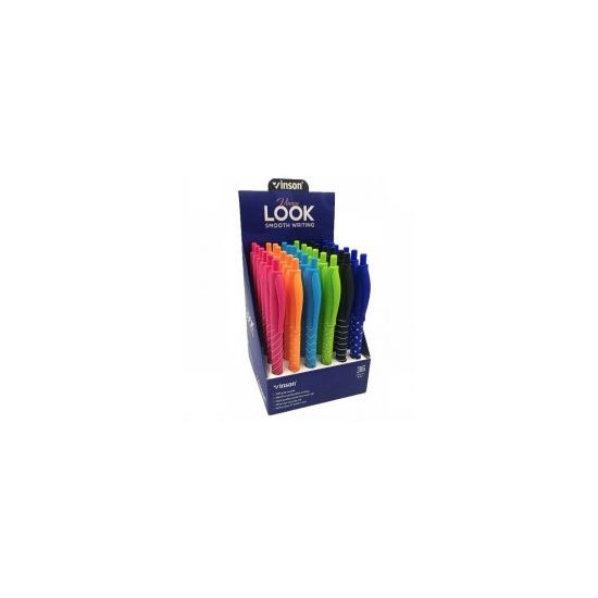 Ручка масляна автомат синя Vinson Look, soft touch. 0,7мм Синій Vinson (3202)