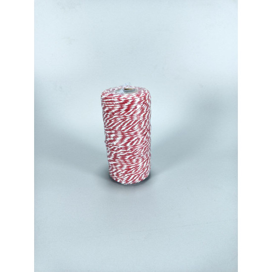 Мотузка декоративна 2мм х 100м 80г червоно-біла Червоний Unison (D06001 -red white)