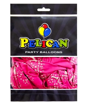 Кульки латексні Pelican 12"(30сm) "1st Birthday, дівчинка"   50шт Рожевий Pelican (824001)