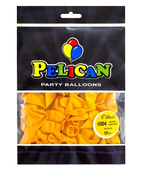 Кульки Pelican латексні 5"(13cm) пастель жовтогарячий, Pelican 50шт Жовтий Pelican (805004)