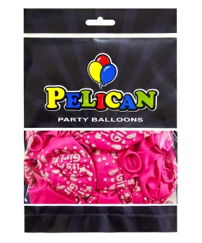 Шарики латексные Pelican 12" (30см) "It's a Girl, девочка"  50шт Розовый Pelican (824004)