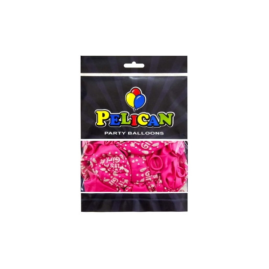 Шарики латексные Pelican 12" (30см) "It's a Girl, девочка"  50шт Розовый Pelican (824004)
