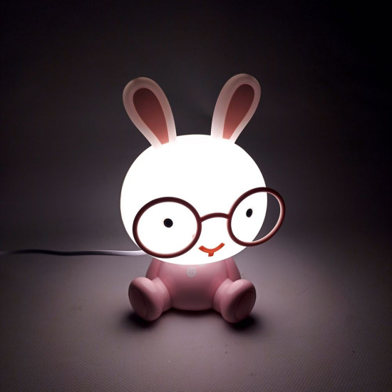 Лампа ночник детская LED "Зайка в очках" 23см, 2 цвета (55003)
