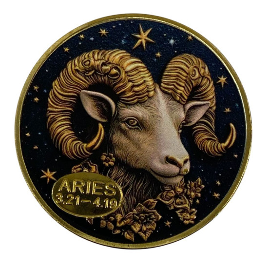 Монета-сувенір із зображенням знаку зодіаку  "Овен", 4см в капсулі (Cs - Aries)