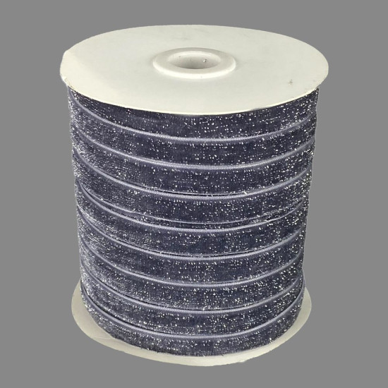 Бархатная лента  блестящая 1,0 см х 50 ярдов Серый Marill (D16710- dark gray)
