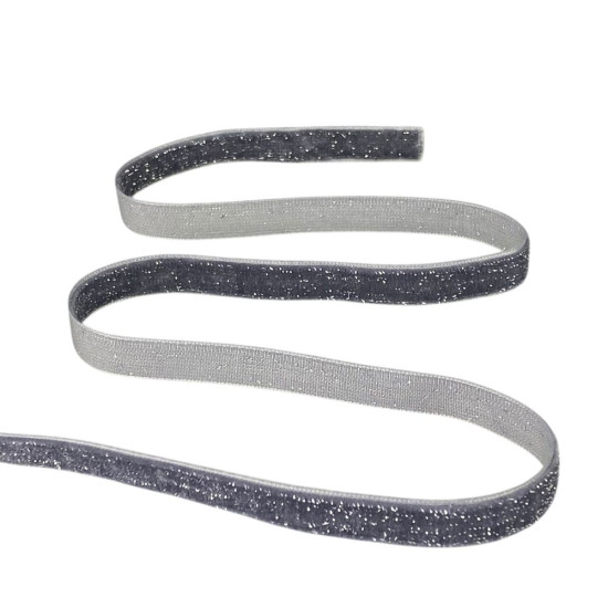Бархатная лента  блестящая 1,0 см х 50 ярдов Серый Marill (D16710- dark gray)