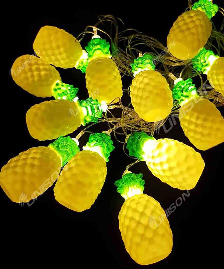 Гирлянда - фигурки 12 LED  АНАНАС 5м + переходник (теплый белый) Желтый Unison (1698-16)