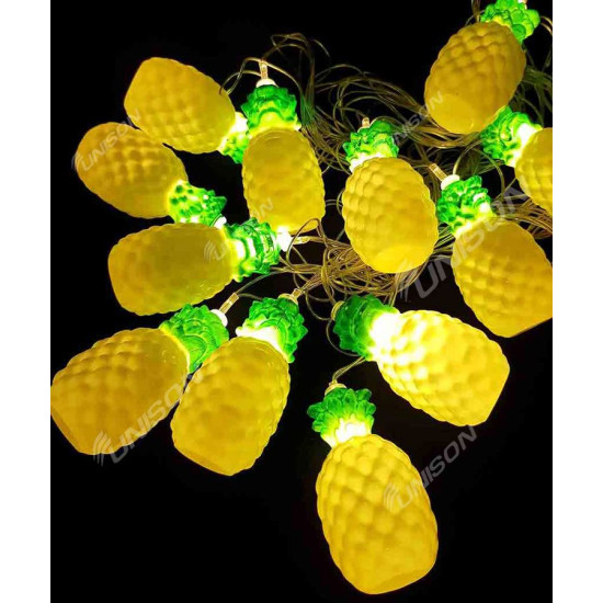 Гирлянда - фигурки 12 LED  АНАНАС 5м + переходник (теплый белый) Желтый Unison (1698-16)