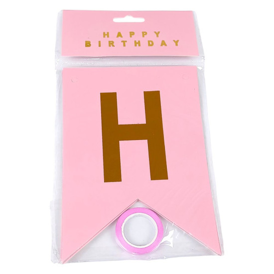 Гирлянда флажки "Happy birthday"  12 х 17см Unison (HB-1098 pink)