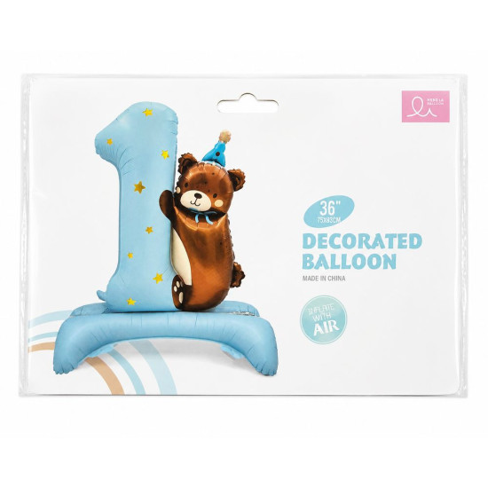 Кулька фольгована , 1-й день народження хлопчик "Baby Bear 1", 75 х  93см Блакитний Без бренду (TX449)