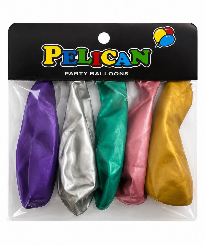 Кульки Pelican 12' (30 см), хром асорті, 5шт/уп (813399)