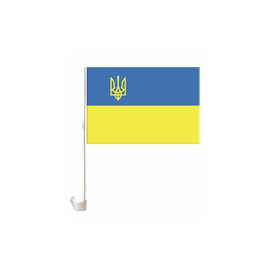 Флаг для автомобиля "УКРАЇНА ТРИЗУБ" 30 х 45см Желто-синий Unison (781012)
