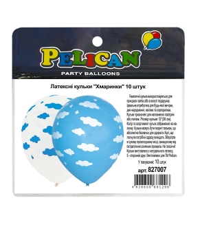 Шарики латексные Pelican 12" (30см) "Облака"  10шт Голубой Pelican (827007)