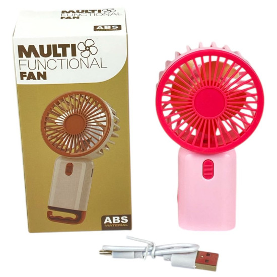 Вентилятор ручний портативний 13см, 3 режима,  usb (64981 pink)