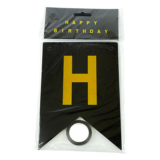 Гирлянда флажки "Happy birthday"  12 х 17см Unison (HB-1098 black)