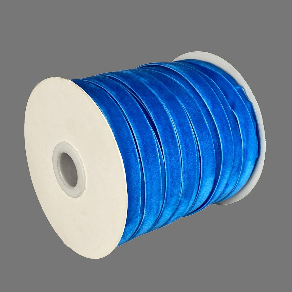 Оксамитова стрічка  1,0 см х 50 ярдів Блакитний Marill (D00810- C 39 blue)
