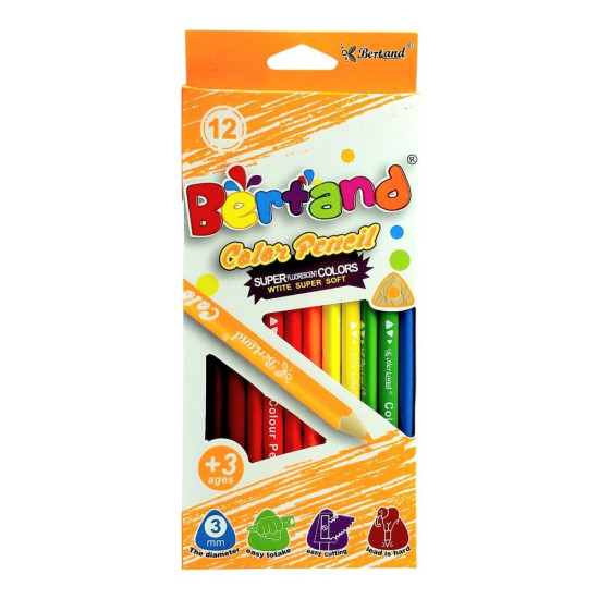 Олівці трикутні кольорові, 12 кольорів (BD19005-12Y)