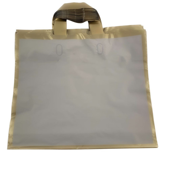 Пакет полиэтиленовый с ручкой, 35 х 30 х 6.5см 50шт/уп (10801 grey-gold)