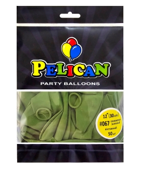 Шарики Pelican латексные 12" (30cm) винтажный оливково зеленый, Pelican 50шт Зеленый Pelican (812067)