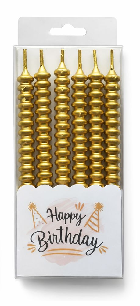 Набір свічок 6шт 11,5см, Спіралька-жовте золото Золотий Unison (124116 yellow gold)