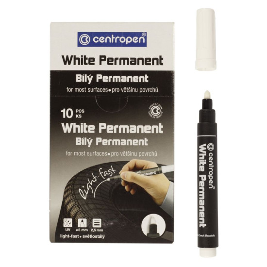 Маркер CENTROPEN Permanent White  2,5 мм білий (8586 белый)