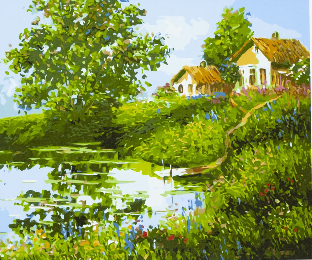 Картина за номерами "Будинок біля озера" 40 * 50см, крас.-акрил, пензлик-3шт. (6004)