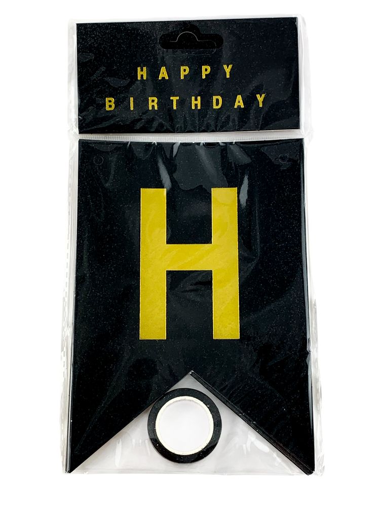 Гірлянда-прапорці Happy birthday 16.5 х 11.5см Чорний Unison (10261 Black)