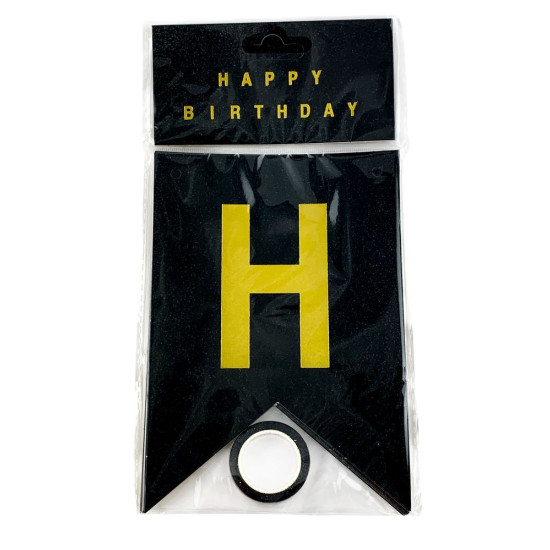 Гірлянда-прапорці Happy birthday 16.5 х 11.5см Чорний Unison (10261 Black)