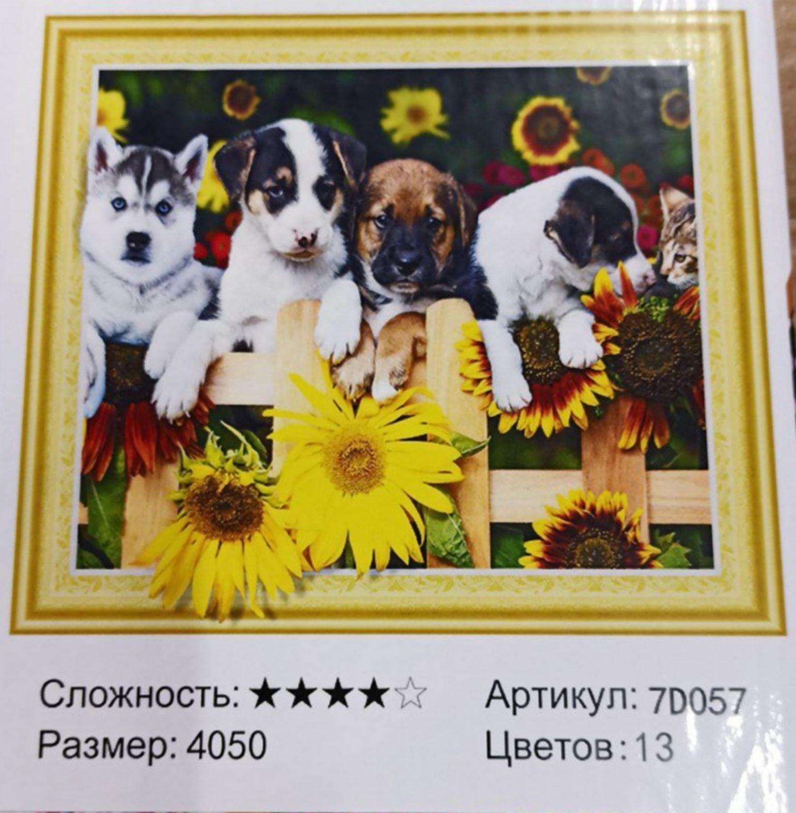 Алмазна мозаїка 5D   40 х 50см "Цуценята" Різнокольоровий Unison (7D057)