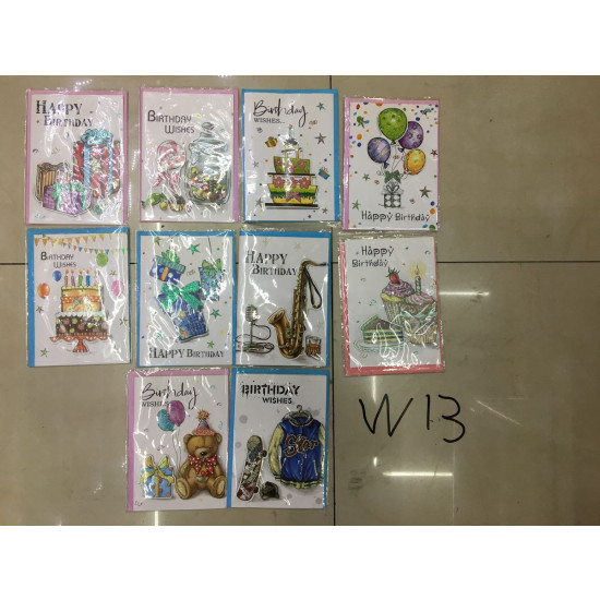 Открытка "Birthday", 10дизайнив (W-13)