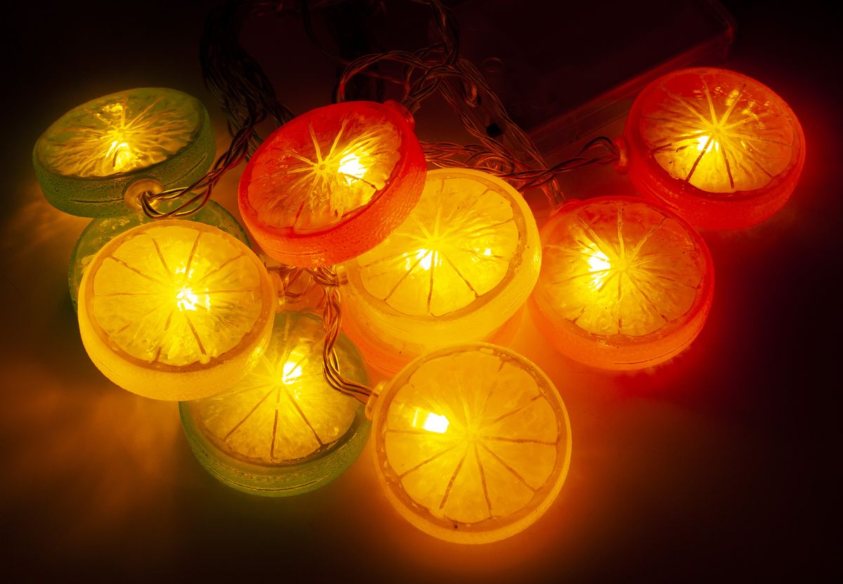 Фигурки "ФРУКТЫ" на батарейках 10 LED + USB, 3м, теплый белый (1698-218)