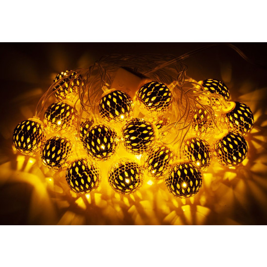 ЗОЛОТО 20 LED, "Сетка -ананас", 5м + переходник, теплый белый (1686-07)