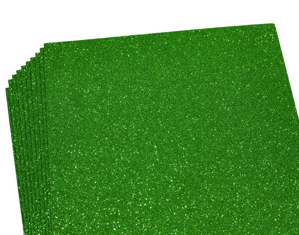 Фоаміран 1.7мм,  10 аркушів 21х29,7  -  зелений з глітером Зелений Unison (17GLA4-018)