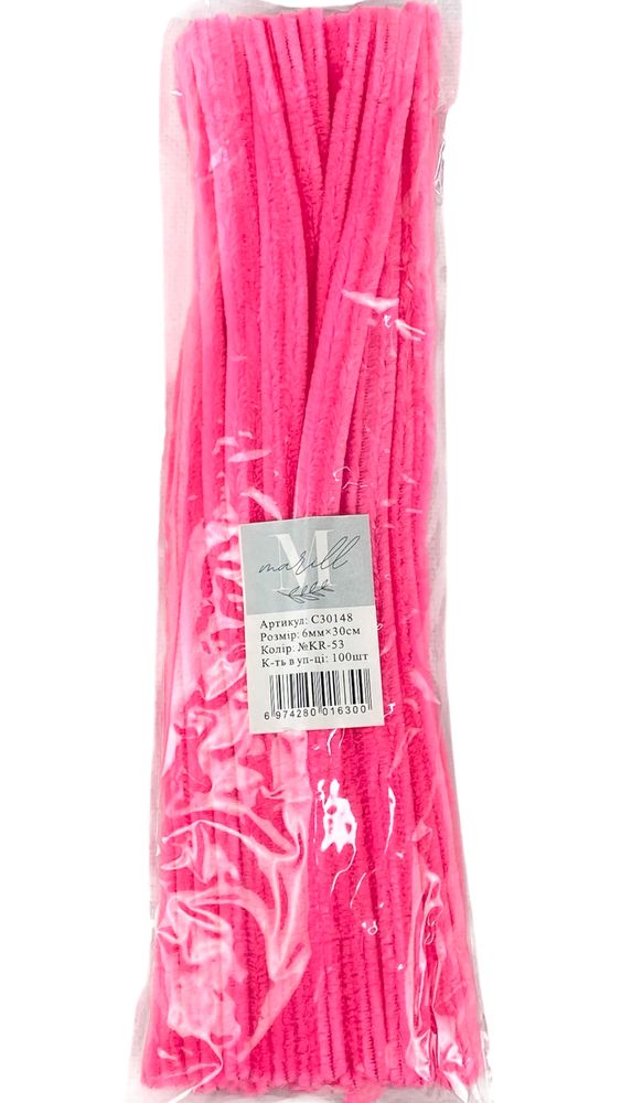 Синельний дріт, 300 х 6мм, неоновий рожевий, 100 шт Рожевий Marill (C30148-KR-53)