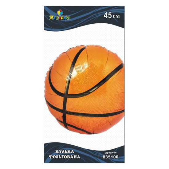 Кулька фольгована Pelican, баскетбольний м'яч, 45см Помаранчевий Pelican (835100)