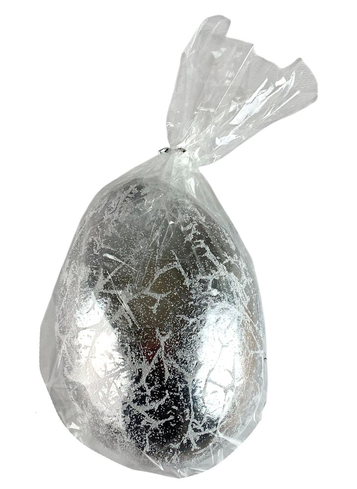 Пасхальное яйцо Страусиное с эффектом кракле-серебро 15см (L00163 silver)